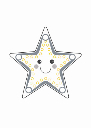 Smiling Star with Blush Clipart on White Backgroundのイラスト素材