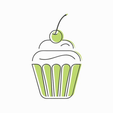 Minimalist Cozy Cupcake with a Cherry on Top Clipart on White Background