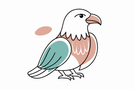 Minimalist Cute Eagle Bird on White Backgroundのイラスト素材