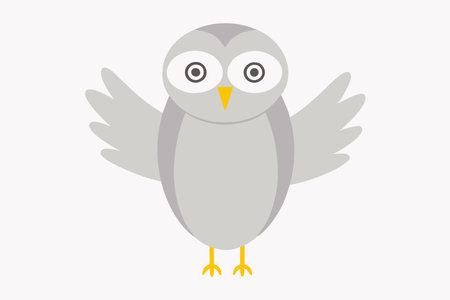 Minimalist Cute Owl Bird on White Backgroundのイラスト素材