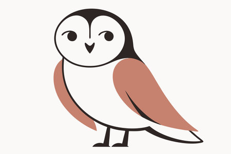 Minimalist Cute Owl Bird on White Backgroundのイラスト素材