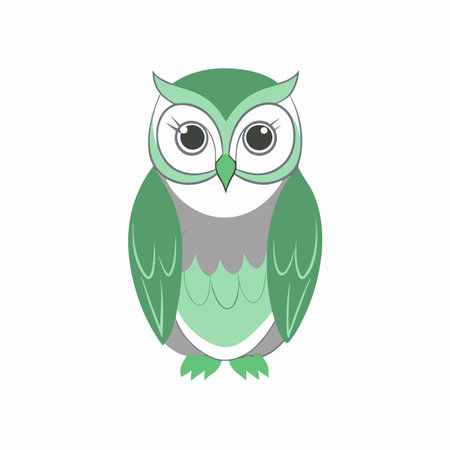 Minimalist Cute Owl Bird on White Backgroundのイラスト素材