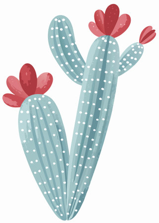 Watercolor Cute cactus clipart on White Backgroundのイラスト素材