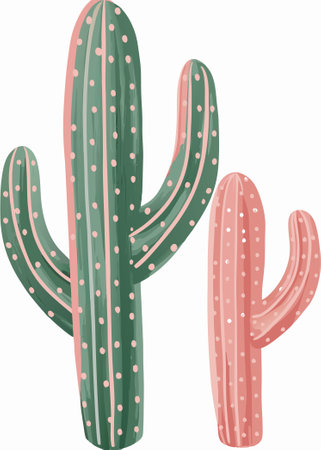 Watercolor Cute cactus clipart on White Backgroundのイラスト素材