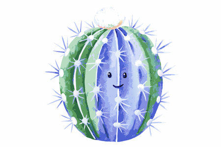 Watercolor Cute cactus clipart on White Backgroundのイラスト素材