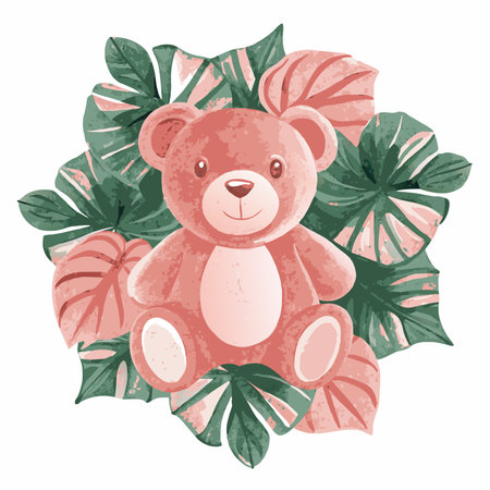 Watercolor teddy bear clipart on White Backgroundのイラスト素材