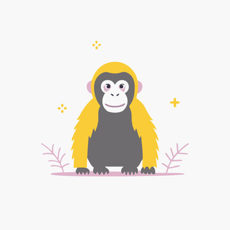 Minimalist An orang utan on White Backgroundのイラスト素材