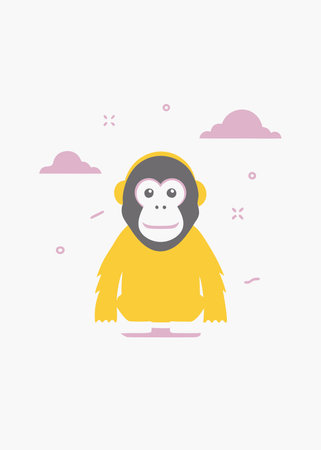 Minimalist An orang utan on White Backgroundのイラスト素材