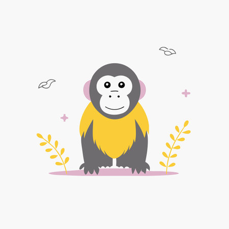 Minimalist An orang utan on White Backgroundのイラスト素材