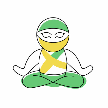 Minimalist Beautiful Ninja on White Backgroundのイラスト素材