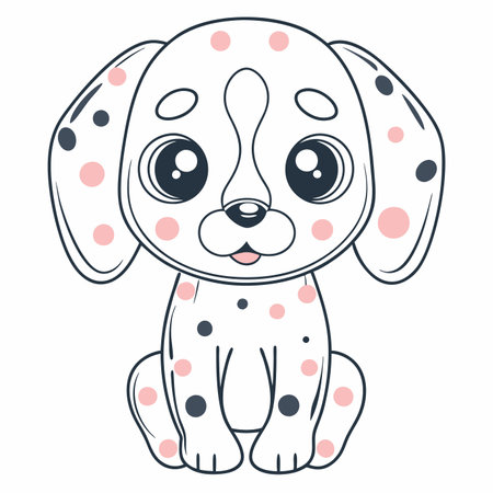 Minimalist cute puppy multipool dog on White Backgroundのイラスト素材