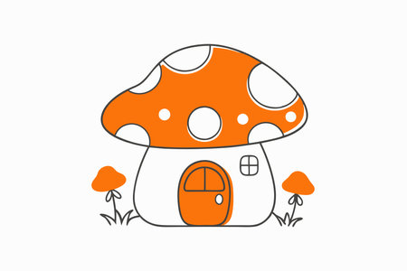 Cute Mushroom House Clipart on White Background