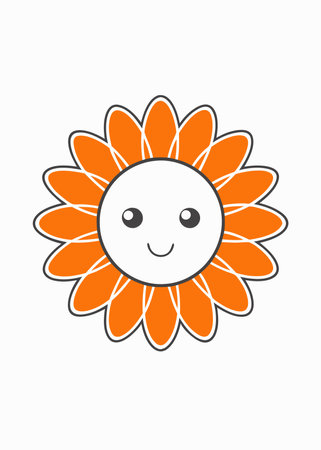 Kawaii Sunflower with Happy Face Clipartのイラスト素材