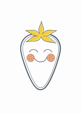 Smiling Strawberry with Blush Clipart on White Backgroundのイラスト素材