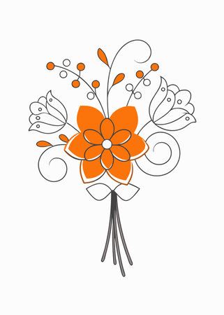 Feminine Floral Bouquet Clipart on White Backgroundのイラスト素材