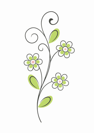 Feminine Floral Bouquet Clipart on White Backgroundのイラスト素材