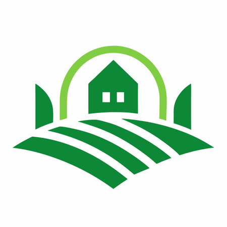 Minimalist farm logo design on white backgroundのイラスト素材