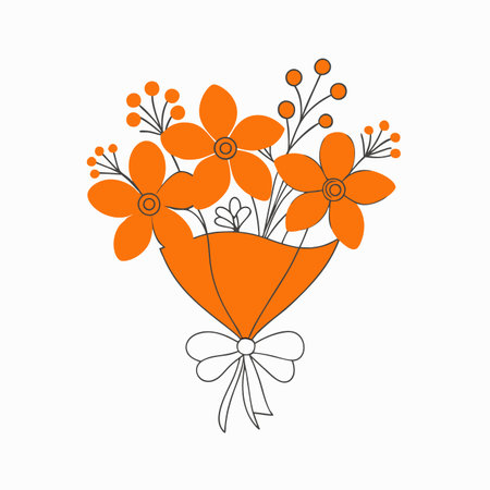 Feminine Floral Bouquet Clipart on White Backgroundのイラスト素材