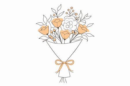 Feminine Floral Bouquet Clipart on White Backgroundのイラスト素材