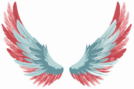 Watercolor Angel Wing on White Backgroundのイラスト素材
