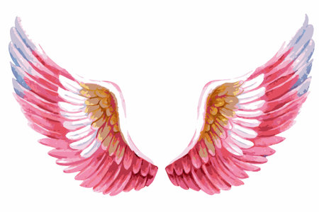 Watercolor Angel Wing on White Backgroundのイラスト素材