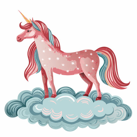 Watercolor unicorn art on white backgroundのイラスト素材