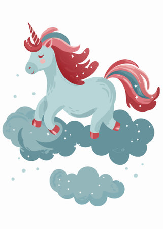 Watercolor unicorn art on white backgroundのイラスト素材