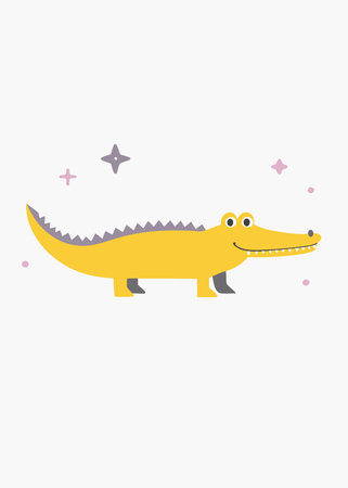 Minimalist An alligator on White Backgroundのイラスト素材
