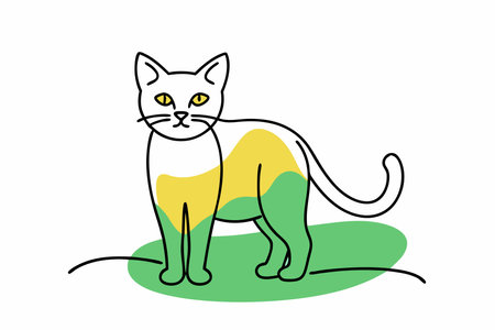 Minimalist Cat standing with wall in posture on White Backgroundのイラスト素材