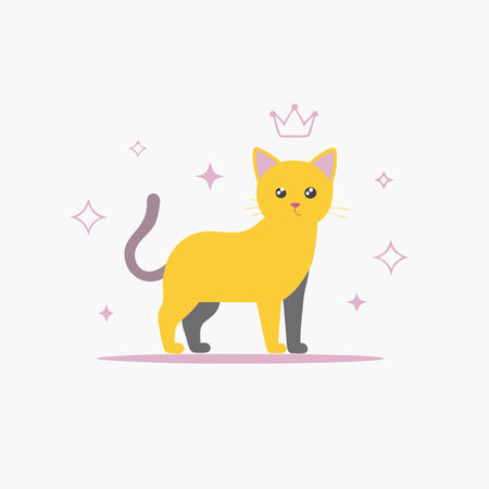 Minimalist Cat standing with wall in posture on White Backgroundのイラスト素材
