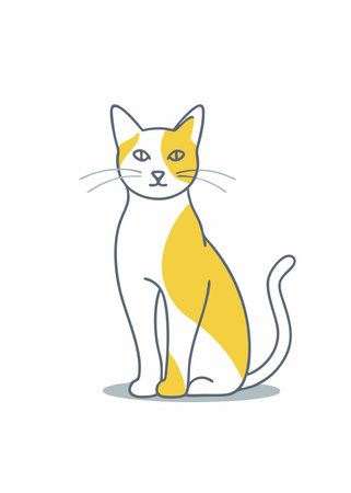 Minimalist Cat standing with wall in posture on White Backgroundのイラスト素材