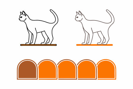 Minimalist Cat standing with wall in posture on White Backgroundのイラスト素材