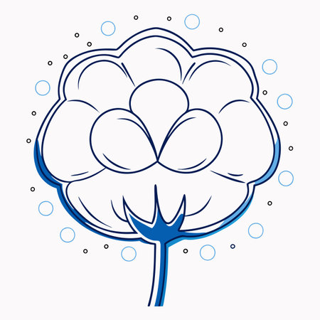 Minimalist Cotton Flower on White Backgroundのイラスト素材