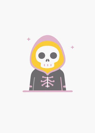 Minimalist Halloween Skeleton Wear Black Hoodies on White Backgroundのイラスト素材