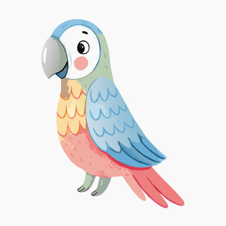 Watercolor cartoon parrot on white background