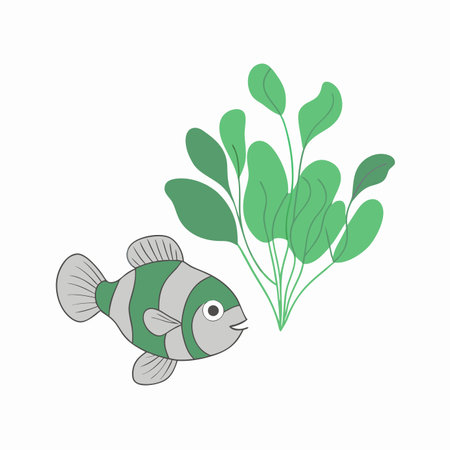 Minimalist Anemone Sea fish on White Backgroundのイラスト素材