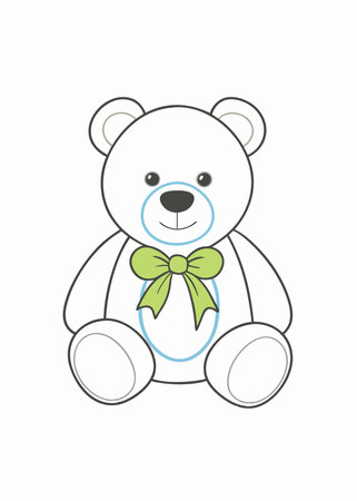 Minimalist Adorable Light Blue Teddy Bear Plush Toy on White Backgroundのイラスト素材