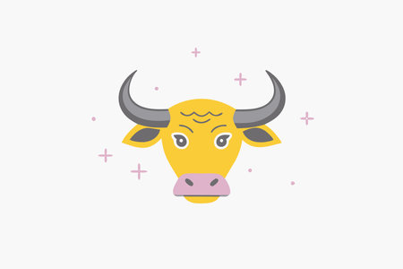 Minimalist Bull with horns on White Backgroundのイラスト素材