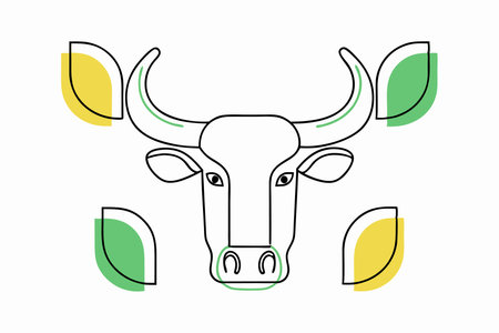 Minimalist Bull with horns on White Backgroundのイラスト素材