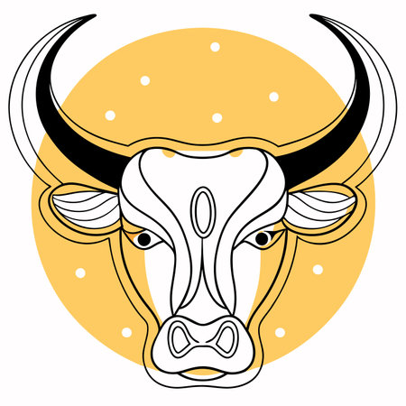 Minimalist Bull with horns on White Backgroundのイラスト素材