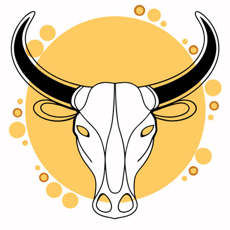 Minimalist Bull with horns on White Backgroundのイラスト素材