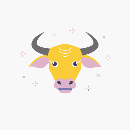 Minimalist Bull with horns on White Backgroundのイラスト素材