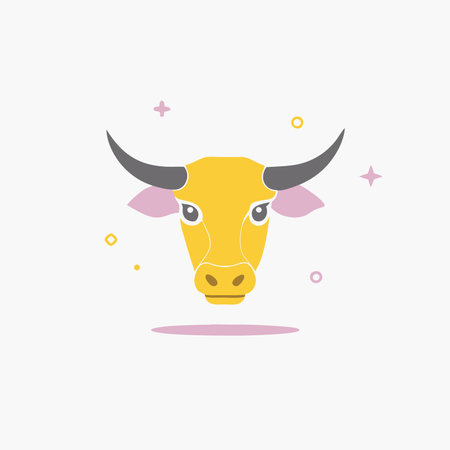 Minimalist Bull with horns on White Backgroundのイラスト素材