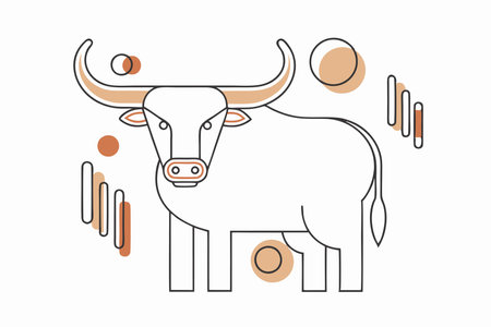 Minimalist Bull with horns on White Backgroundのイラスト素材