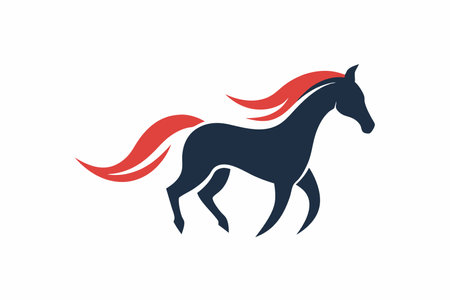 Minimalist Horse logo design on white backgroundのイラスト素材