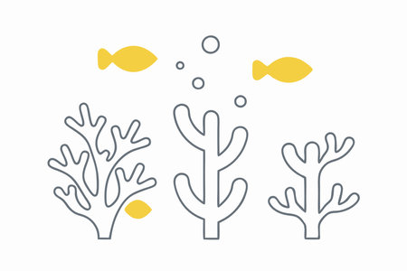 Minimalist Coral reef on White Backgroundのイラスト素材