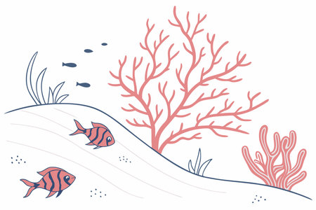 Minimalist Coral reef on White Background