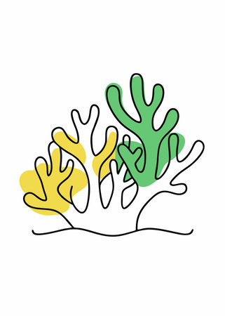 Minimalist Coral reef on White Backgroundのイラスト素材