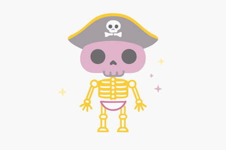 Minimalist Pirate Skeleton on White Backgroundのイラスト素材