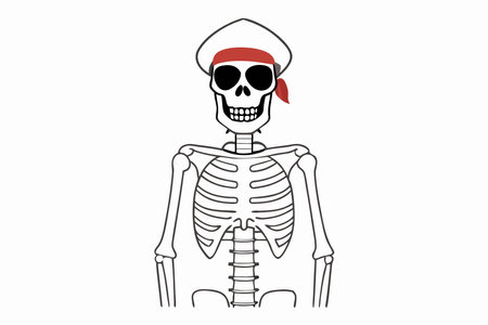 Minimalist Pirate Skeleton on White Backgroundのイラスト素材